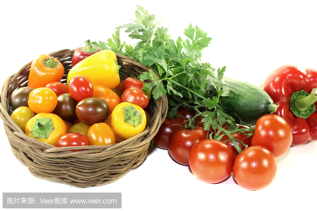 蔬菜篮,混合丰富多彩的蔬菜